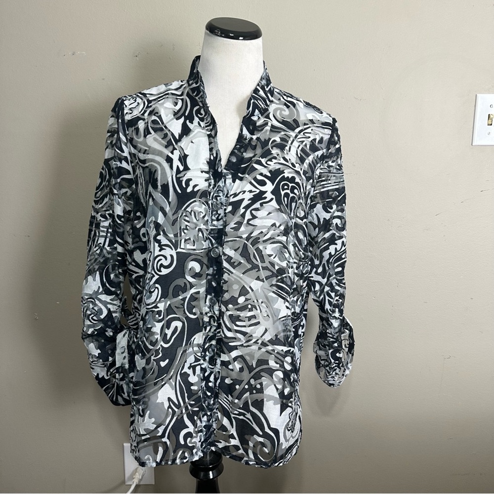 Choices Monochrome Abstract Blouse women’s size 1X